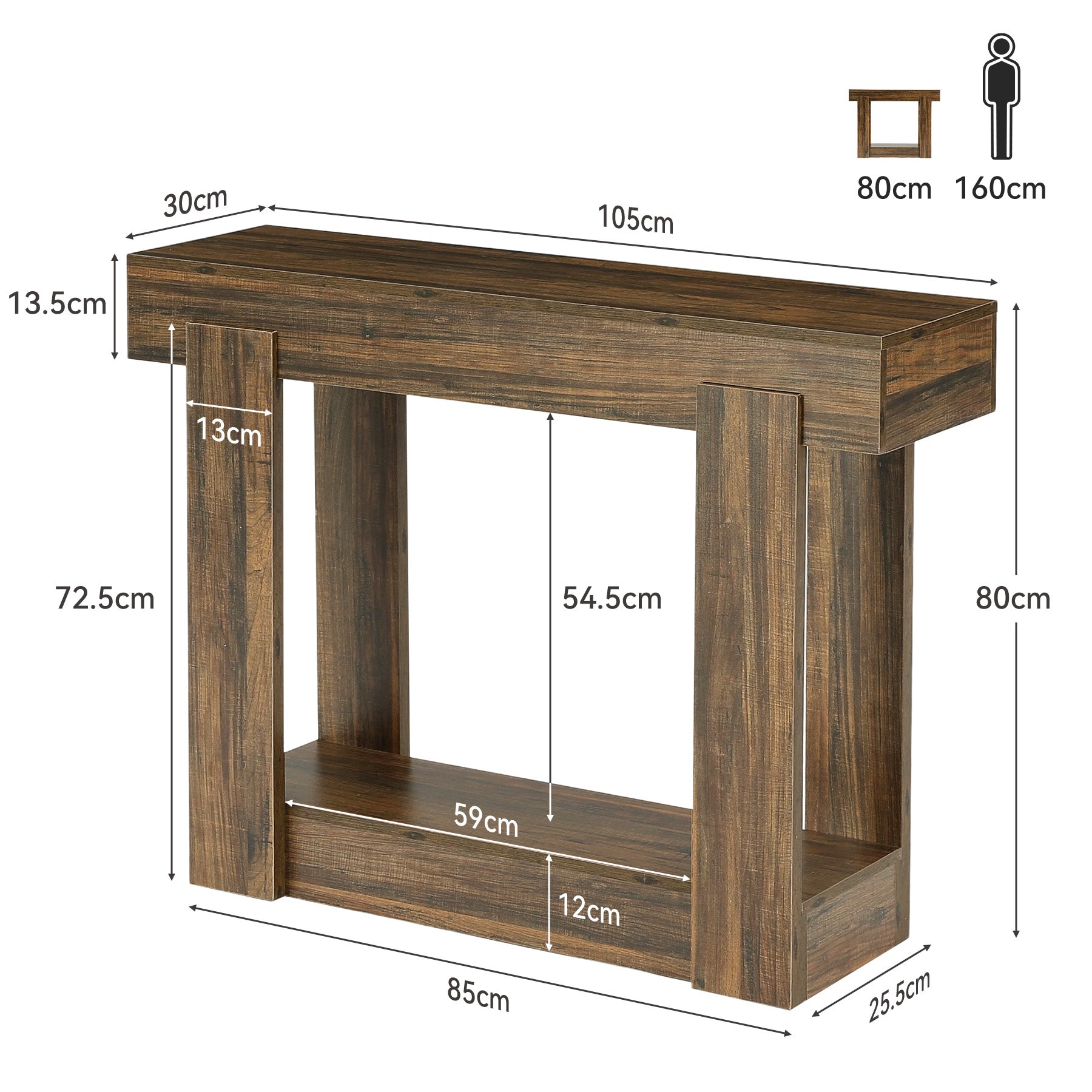 Tribesigns Console de 105 cm avec Étagère, Table d’Entrée Étroite Style Campagne