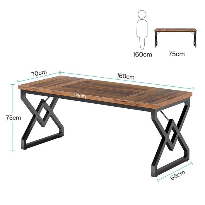 Tribesigns Bureau vintage, Grande Table d'ordinateur de Bureau avec Plateau en Bois