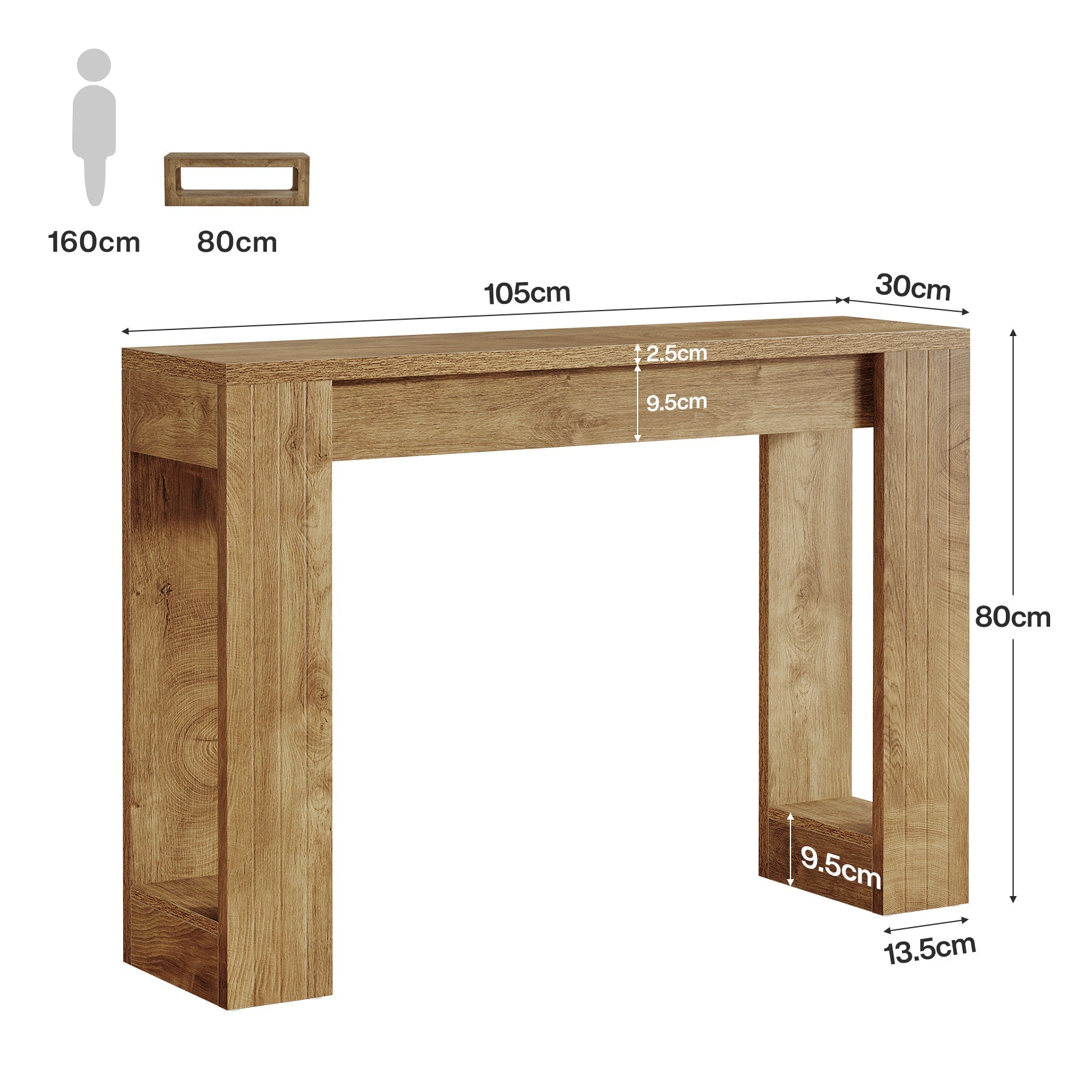 Tribesigns Smalle Sidetable van 105 cm, Rustieke Consiletafel voor Hal en Woonkamer