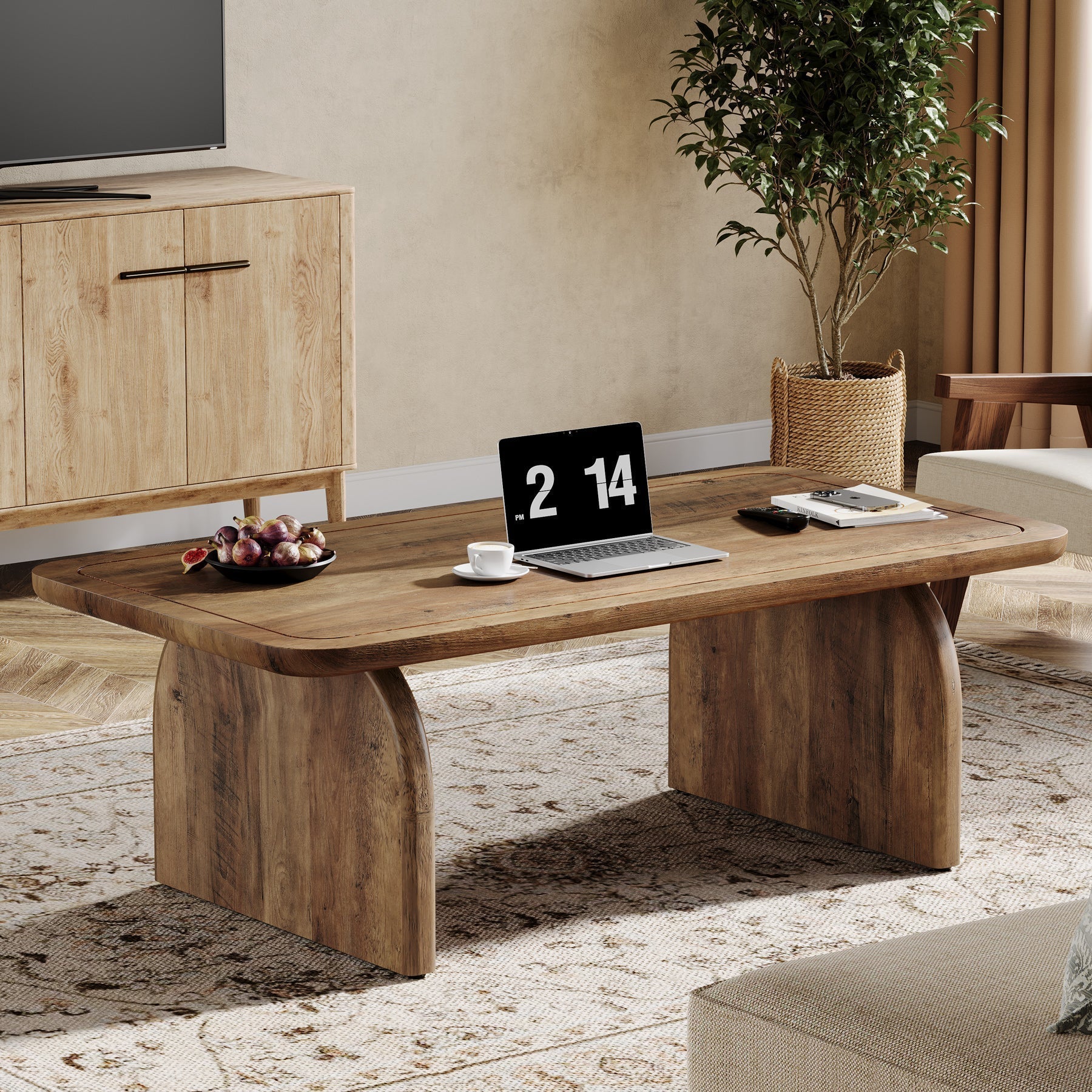 Tribesigns Salontafel 120 cm, Boerderij Stijl Salontafel theecocktailtafel
