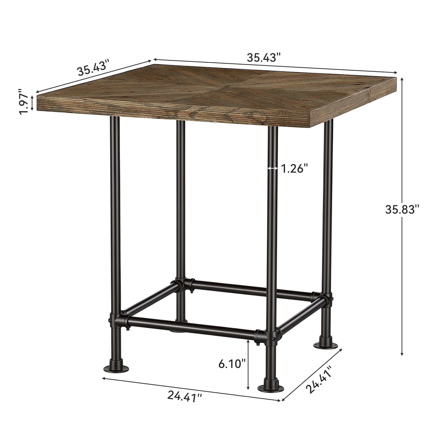 Tribesigns Table de bar carrée de 90 cm, table haute pour cocktails et café (table uniquement)