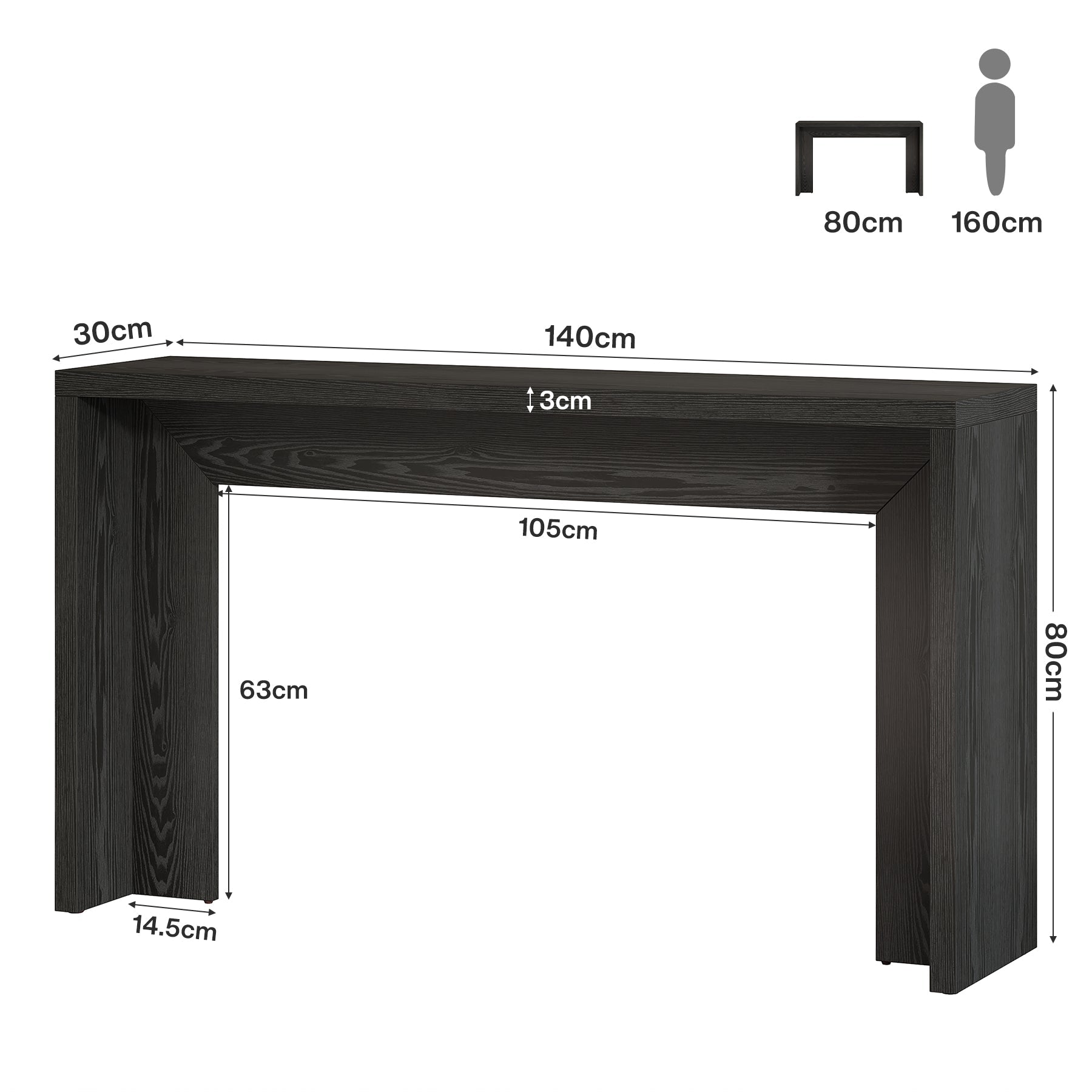 Rustieke consoletafel van 140 cm, boerenbanktafel, haltafel