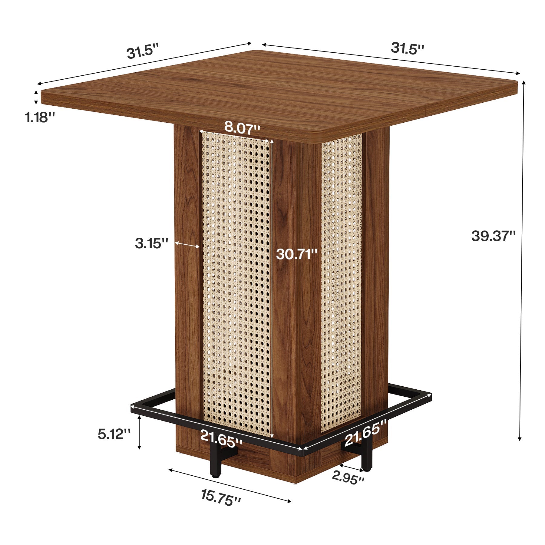 Tribesigns Table de Bar Carrée de 80 cm, Table de Pub Compacte pour Petits Espaces