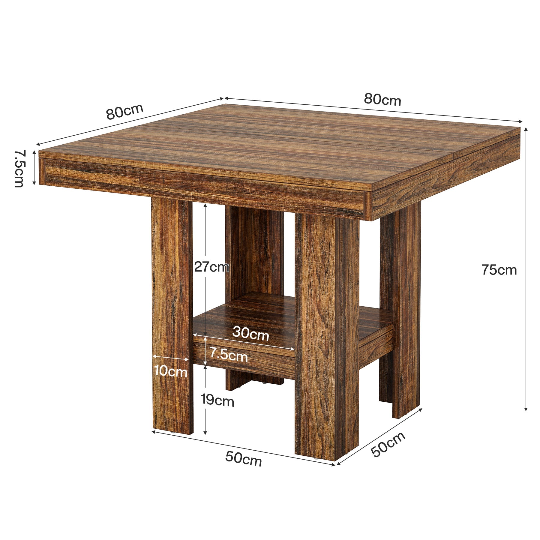 Tribesigns Table à Manger pour 2 Personnes 80 x 80 x75 cm, Carré Table de Salle à Manger Industrielle