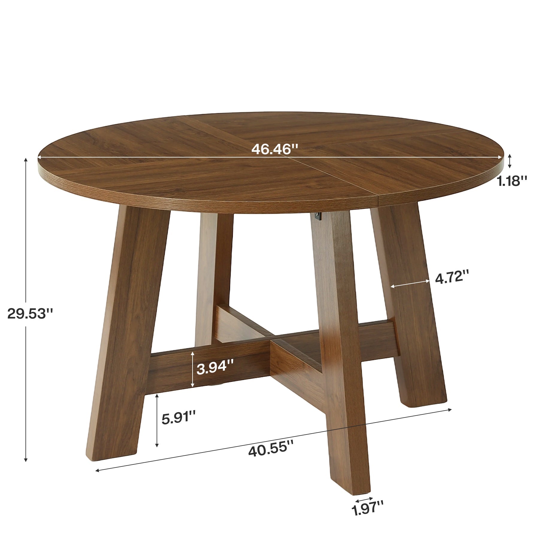 Tribesigns Table à manger de 118 cm avec traverse renforcée pour 4 à 6 personnes