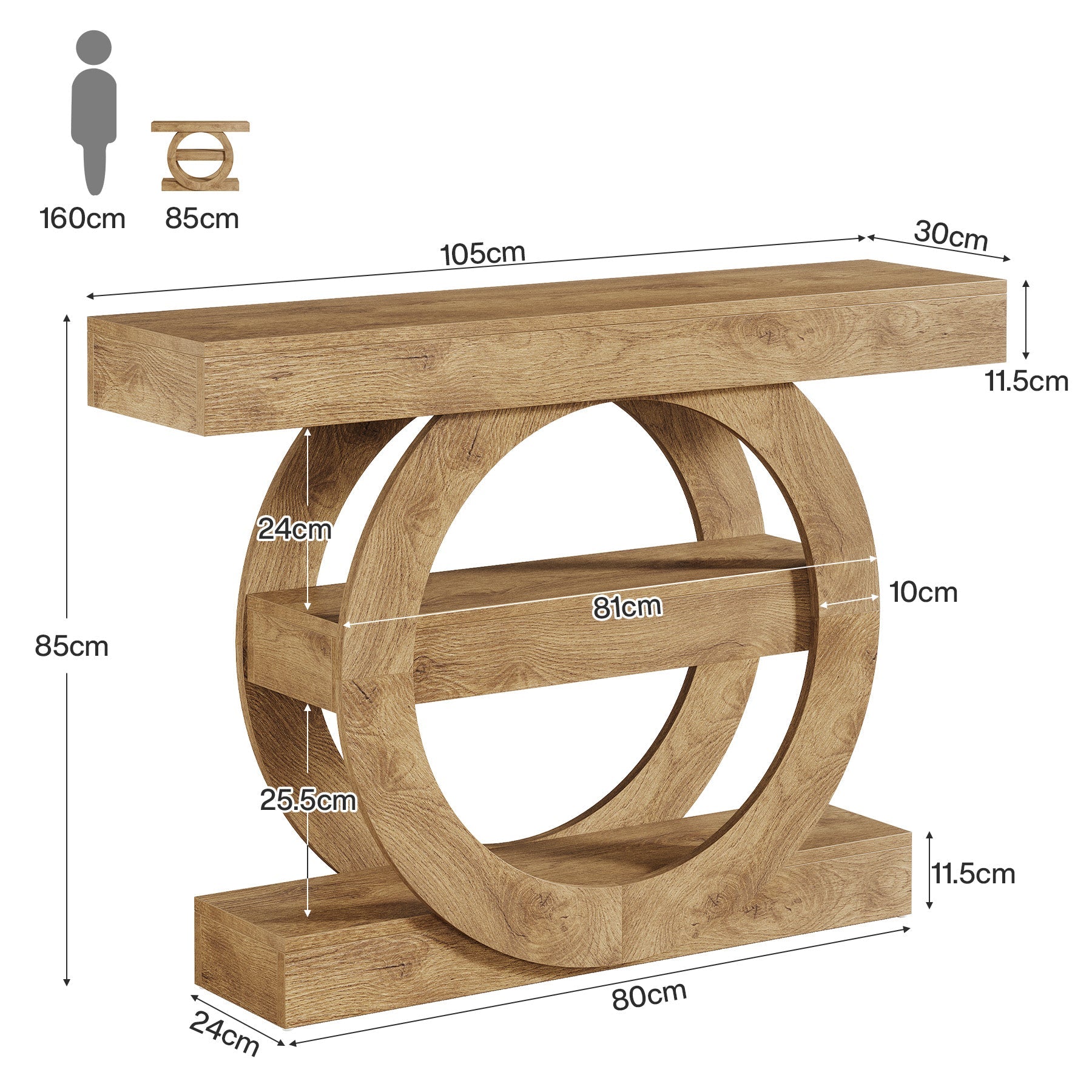 Tribesigns Console de 105 cm, Table d'entrée de canapé à 3 niveaux avec compartiments de rangement
