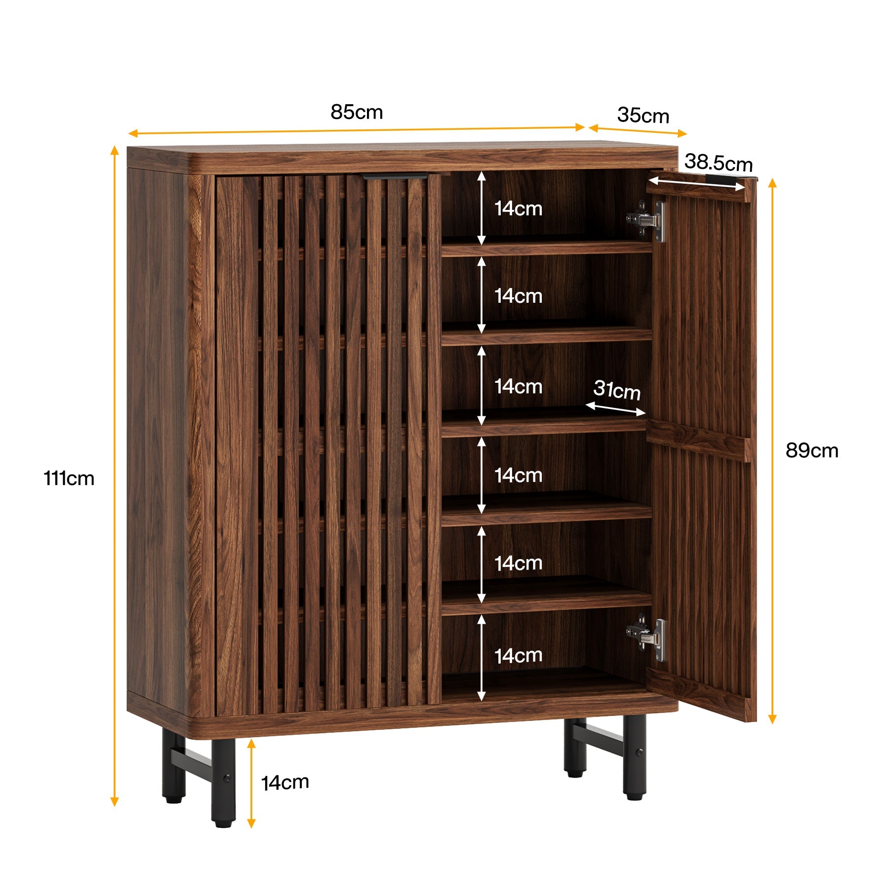 Tribesigns Armoire à Chaussures à 6 Niveaux avec Portes à persiennes, Grande Armoire de Rangement à Chaussures en Bois avec étagères réglables