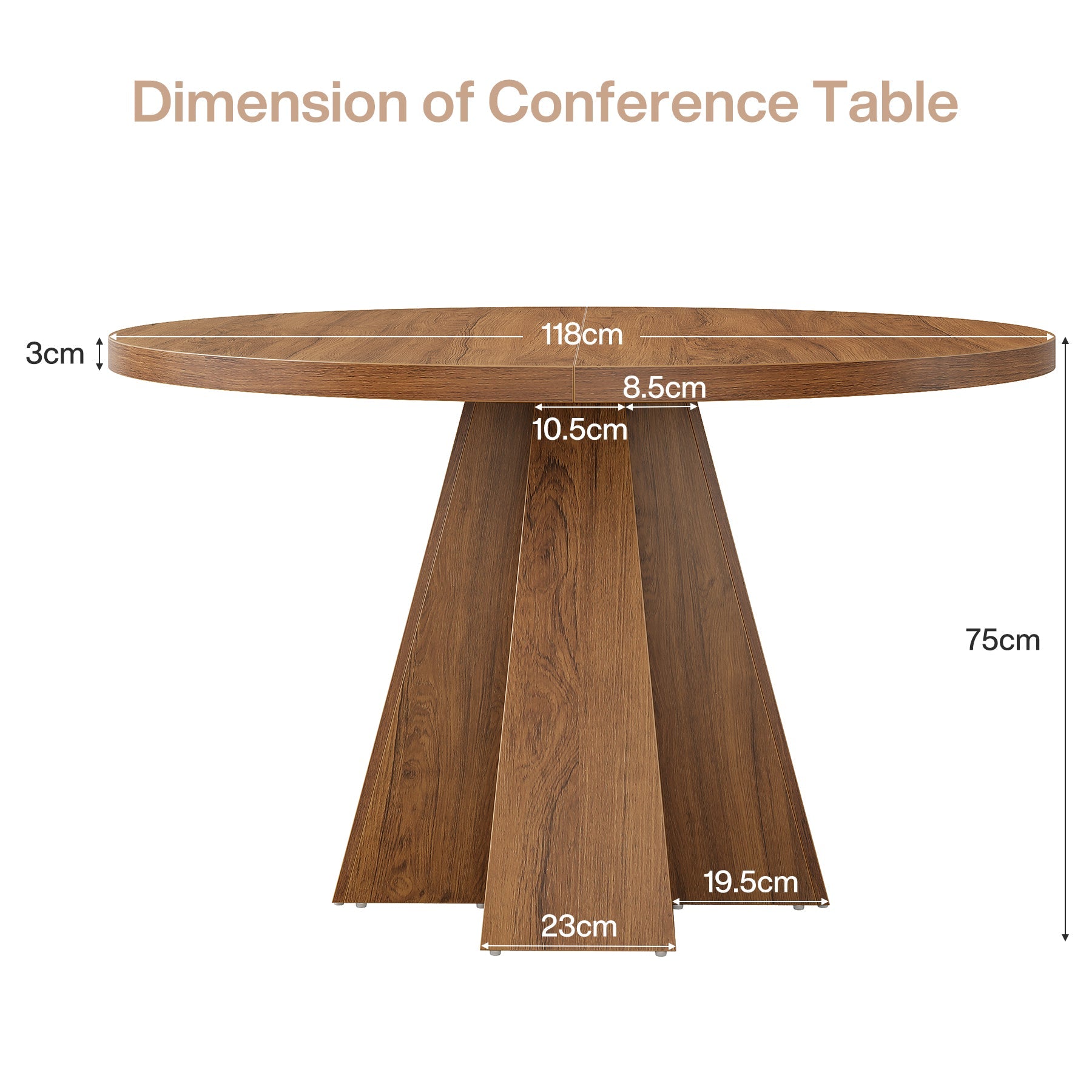 Tribesigns Table à manger ronde pour 4 personnes, Table de cuisine ronde avec pied colonne