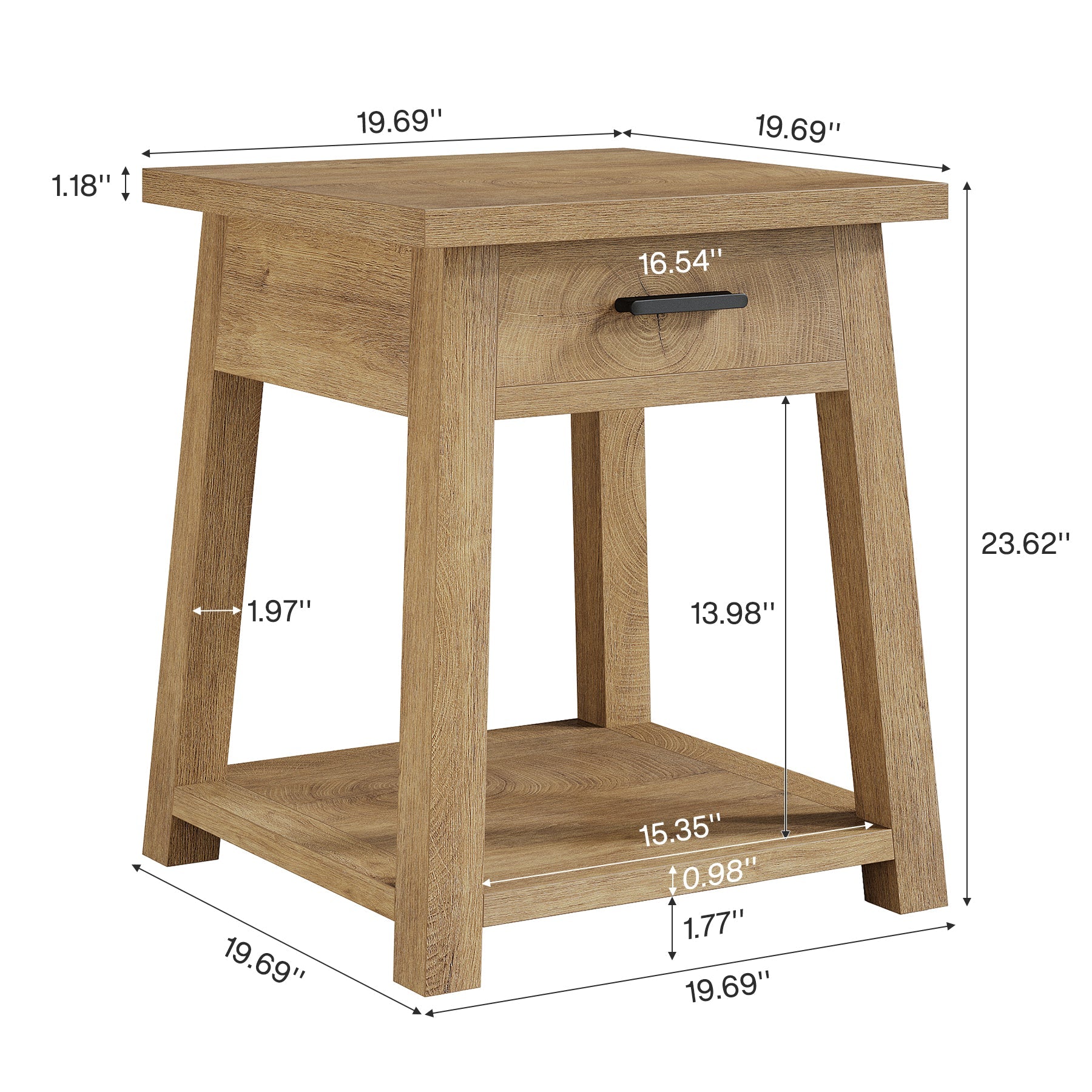 Tribesigns Table de Chevet avec Tiroir et Étagère, Table d’Appoint Style Campagne pour Chambre et Salon
