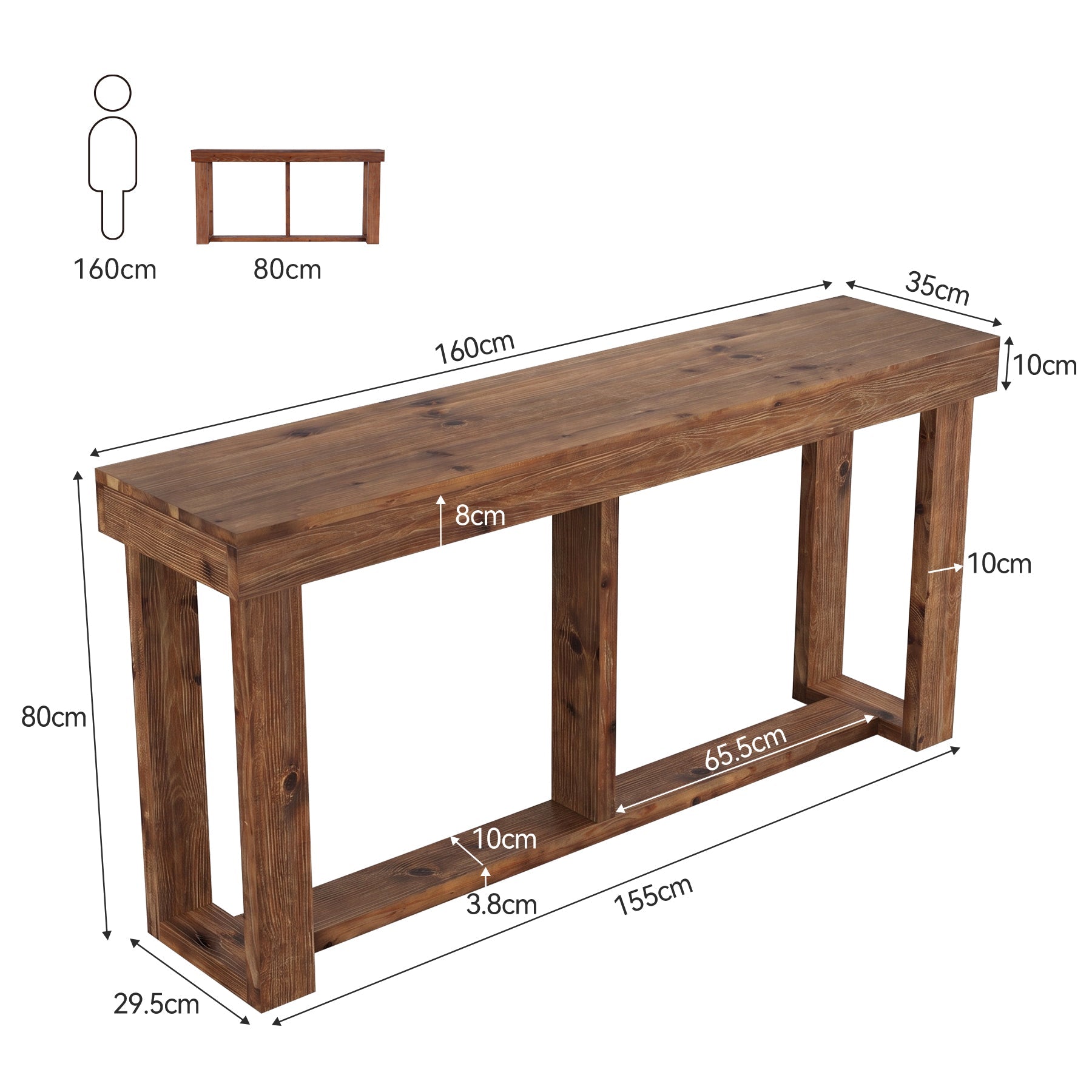 Tribesigns Console Étroite de 160 cm, Table de Salon Style Rustique pour Salon et Entrée