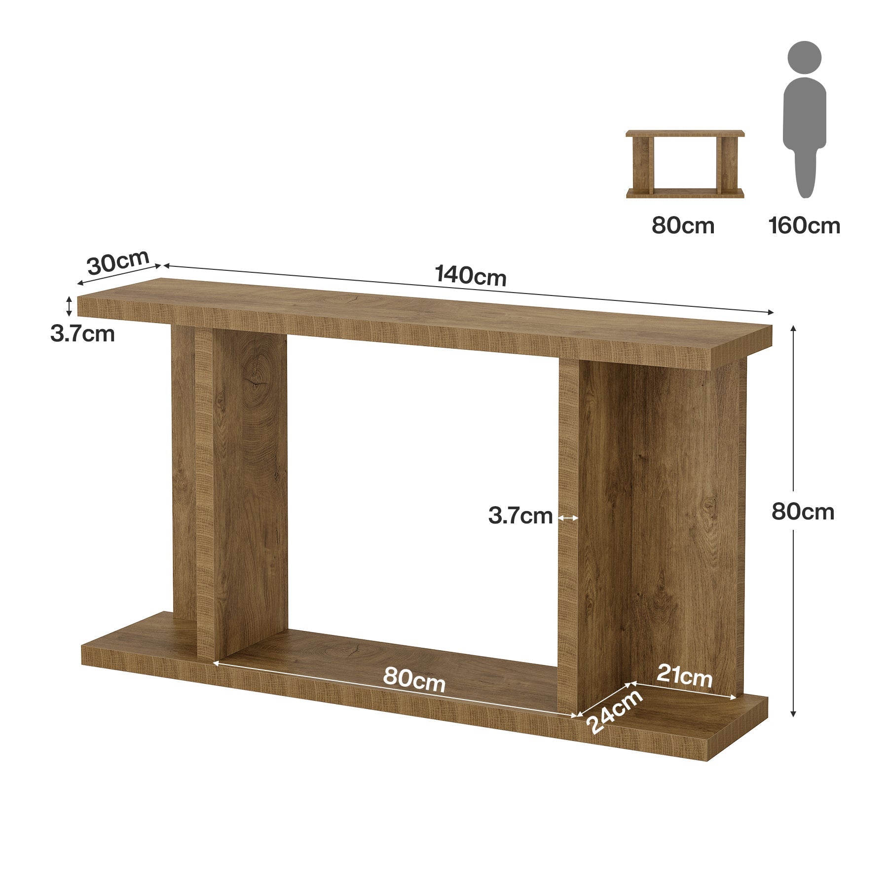 Tribesigns Console de 140 cm de long, Style campagnard console étroite à deux niveaux avec piètement