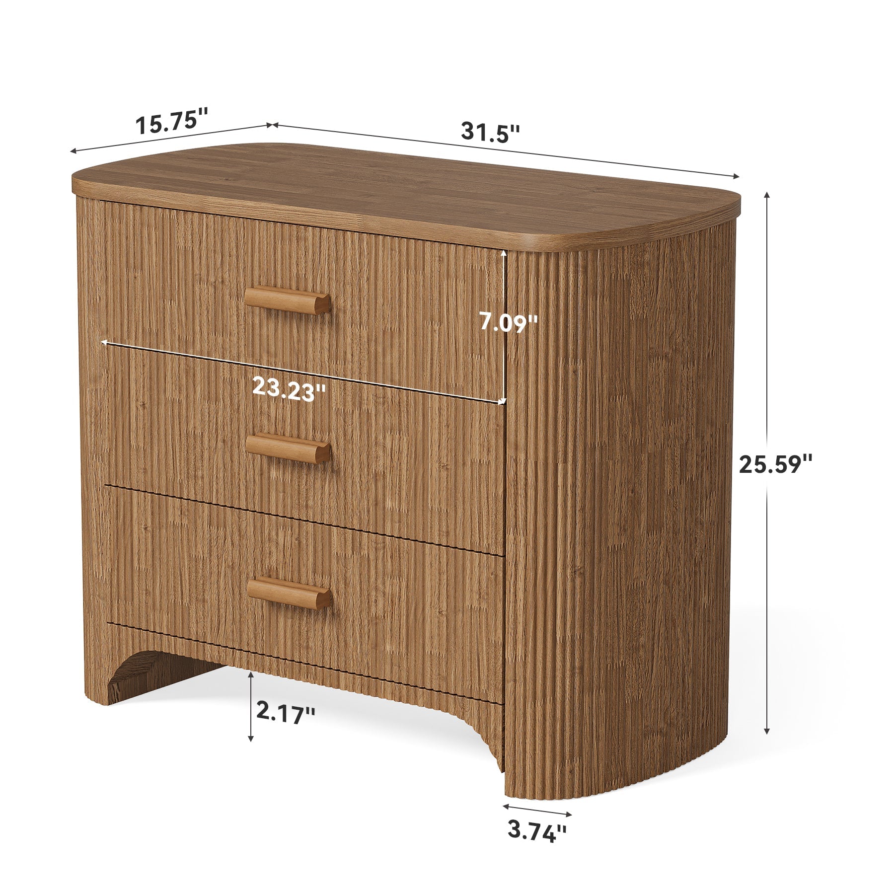 Tribesigns Table de chevet large de 80 cm, grand modèle moderne avec 3 tiroirs pour chambre