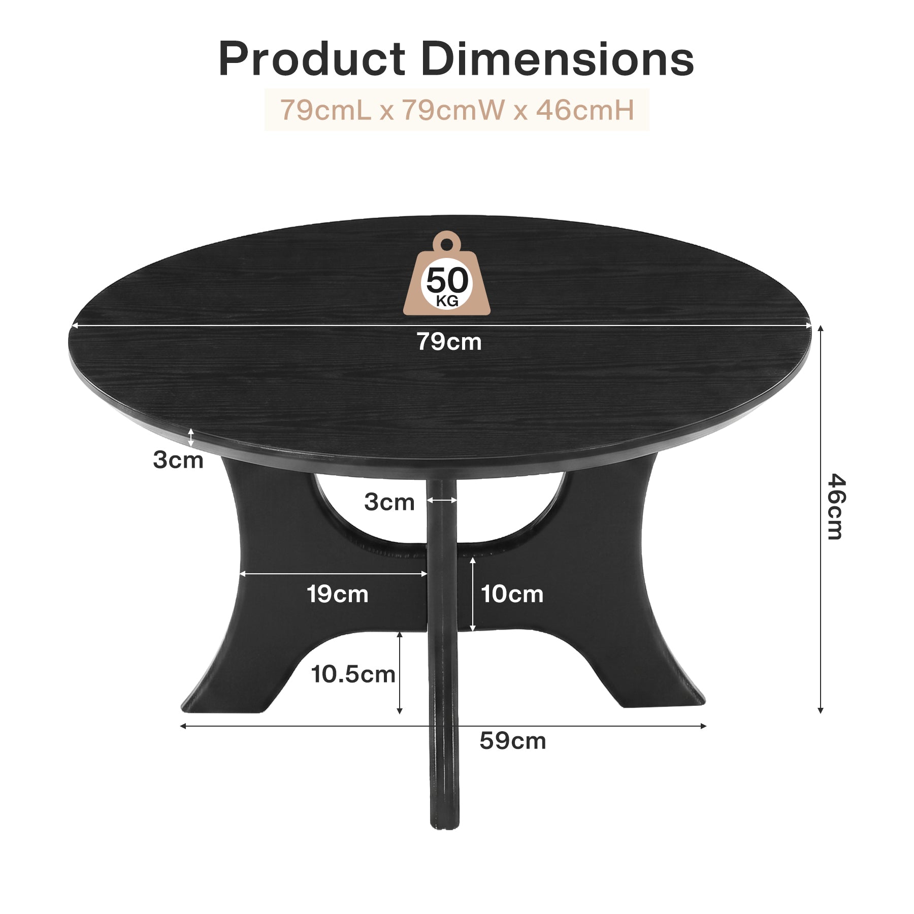 Tribesigns Table Basse Ronde 80 cm Style Moderne pour Salon