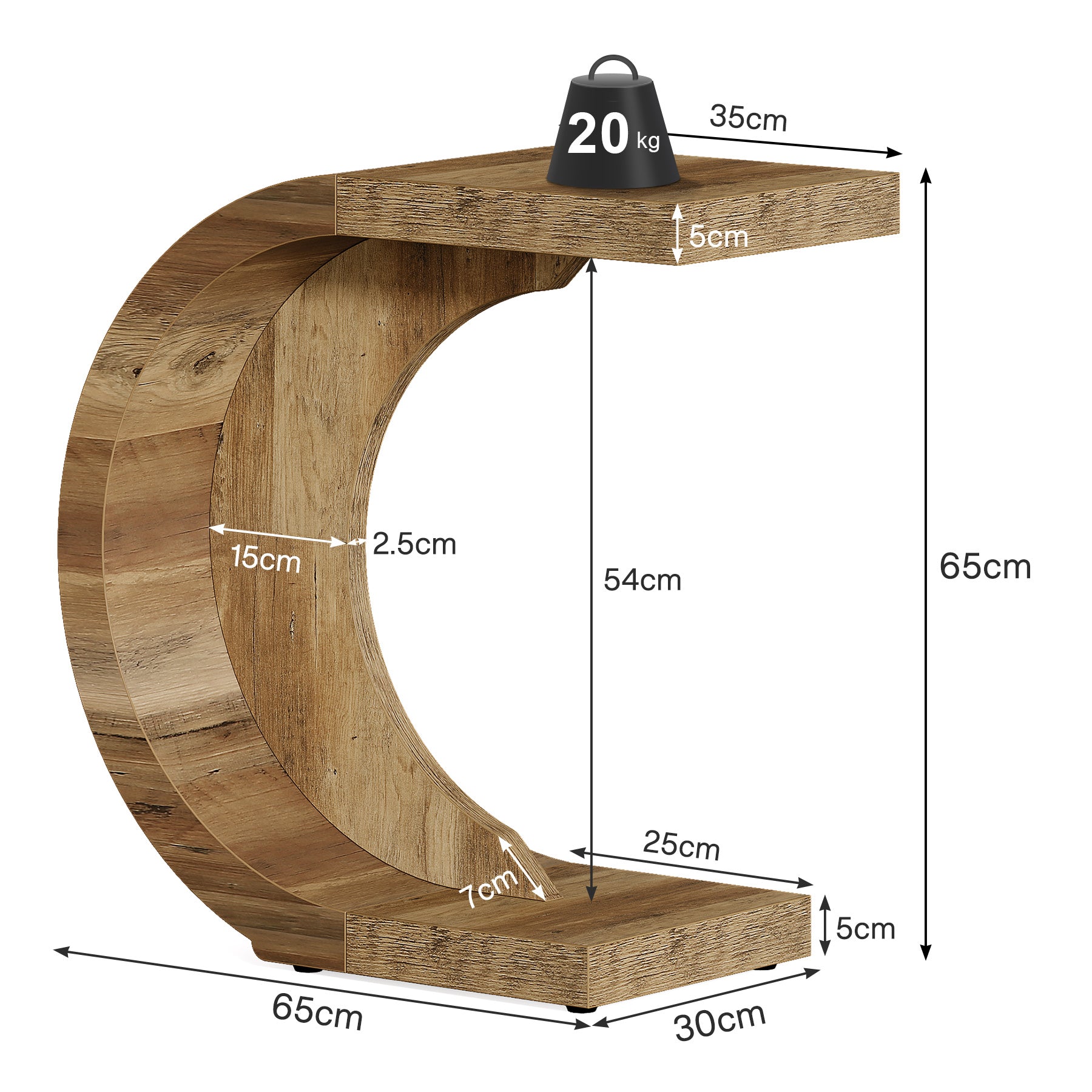 Tribesigns Table d'appoint en forme de C, Table basse Table de chevet étroite