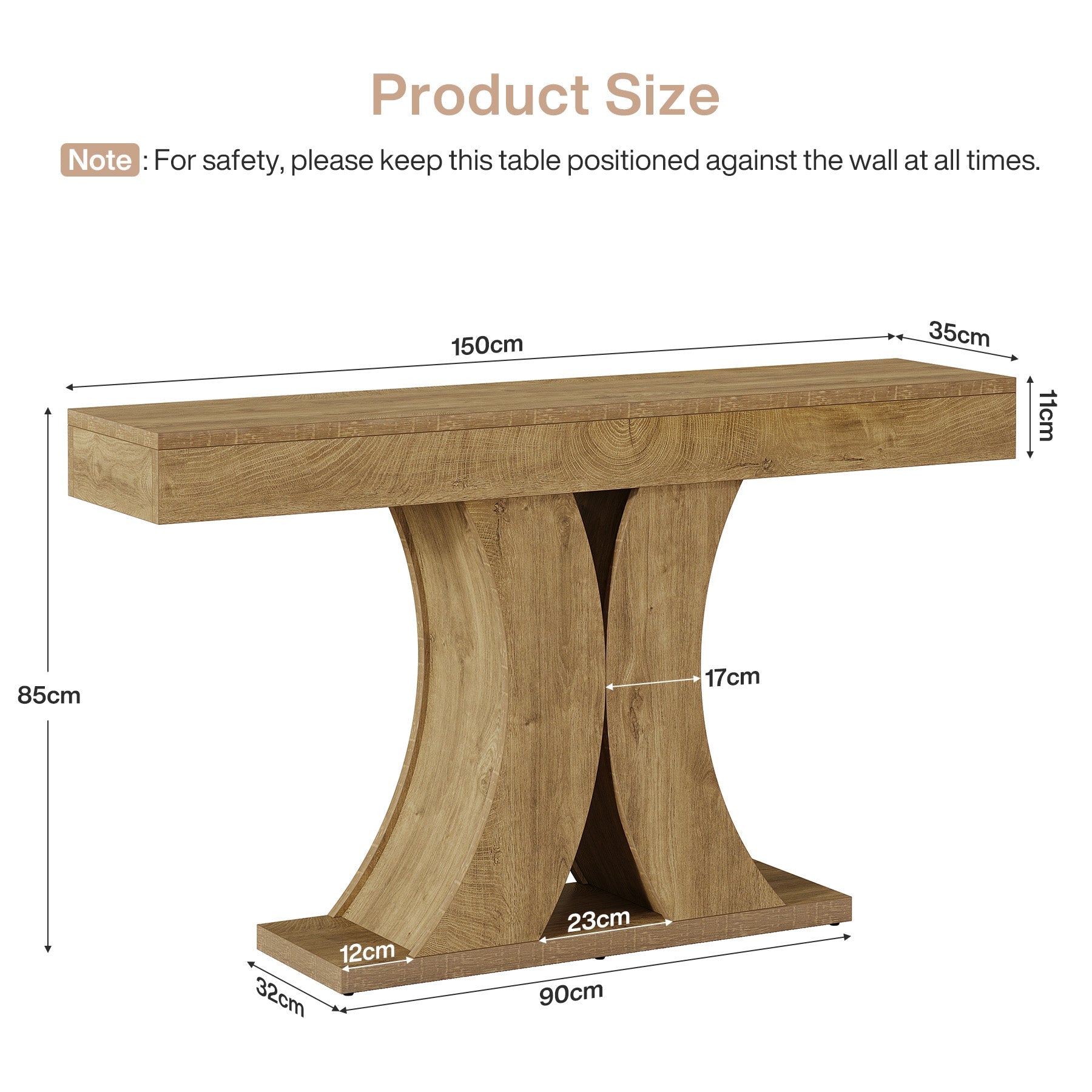Tribesigns Console 150 cm, Table d'entrée étroite en bois pour salon
