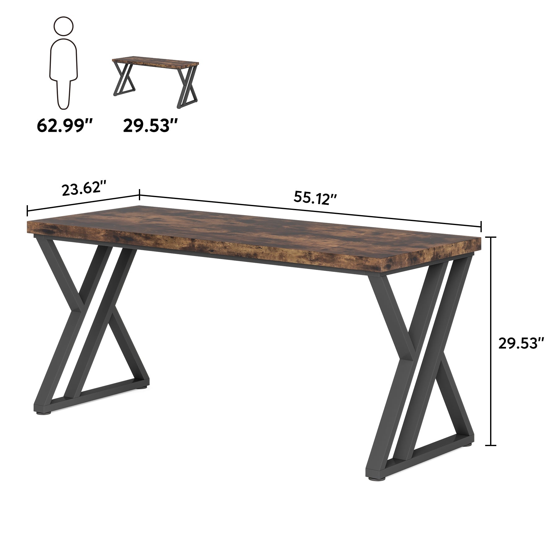 Tribesigns Bureau d’ordinateur de 140 cm, bureau moderne avec pieds métalliques en Z pour maison et bureau