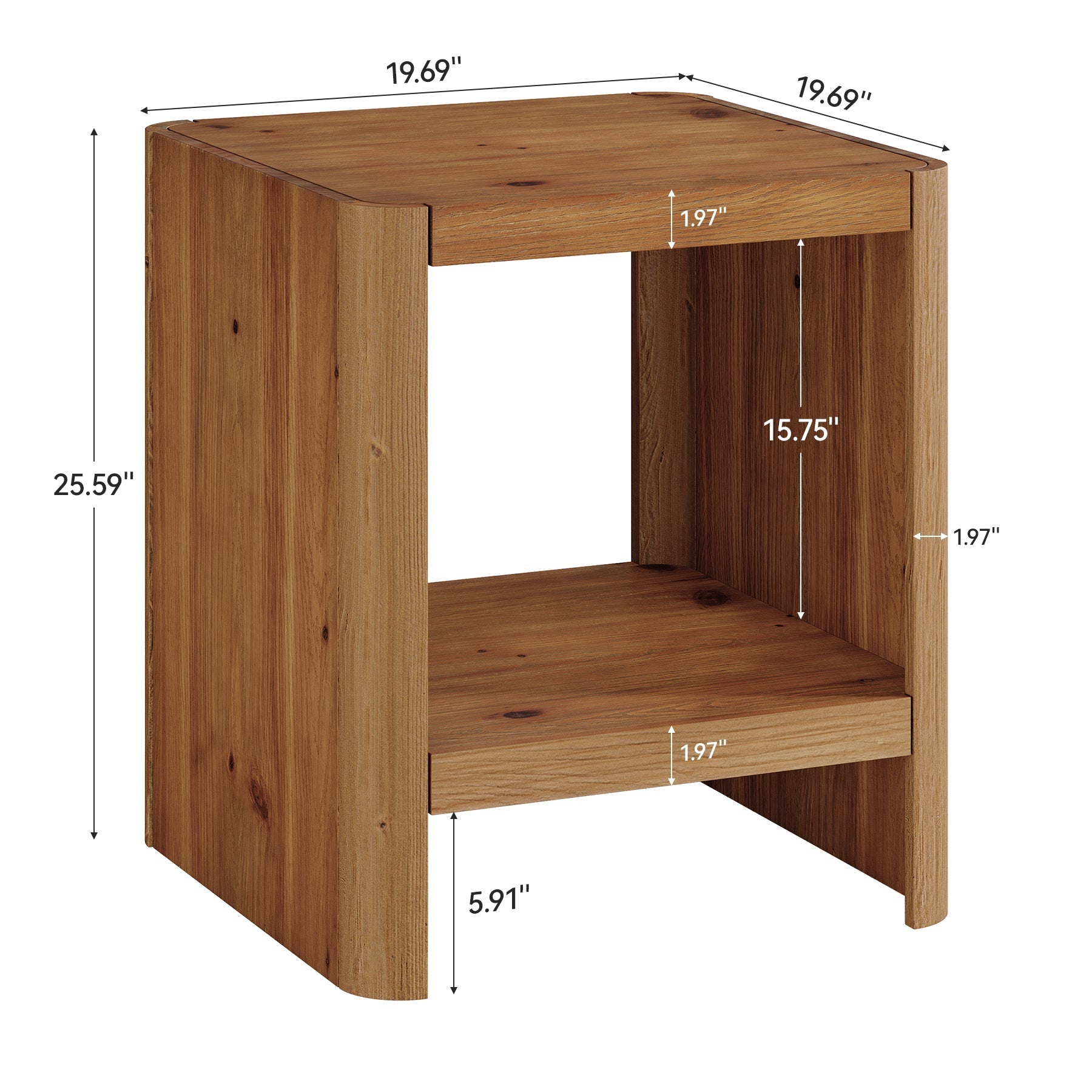 Tribesigns Table d’Appoint en Bois Massif, Petite Table de Chevet à Deux Niveaux avec Étagère