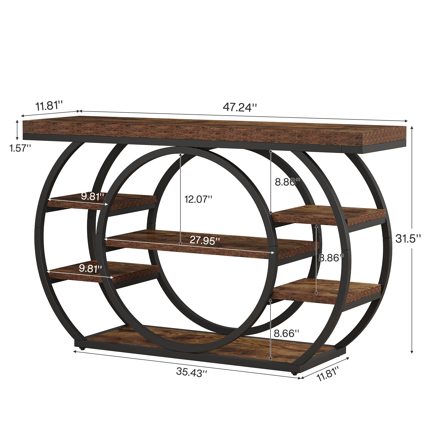 Tribesigns Console de 120 cm, Table de salon industrielle à 5 niveaux avec cadre en métal