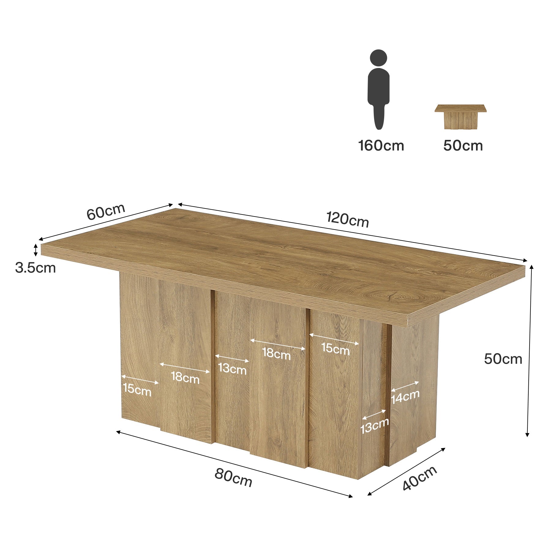 Tribesigns Table Basse 120 cm, Table Rectangulaire pour Salon avec Pieds Cannelés