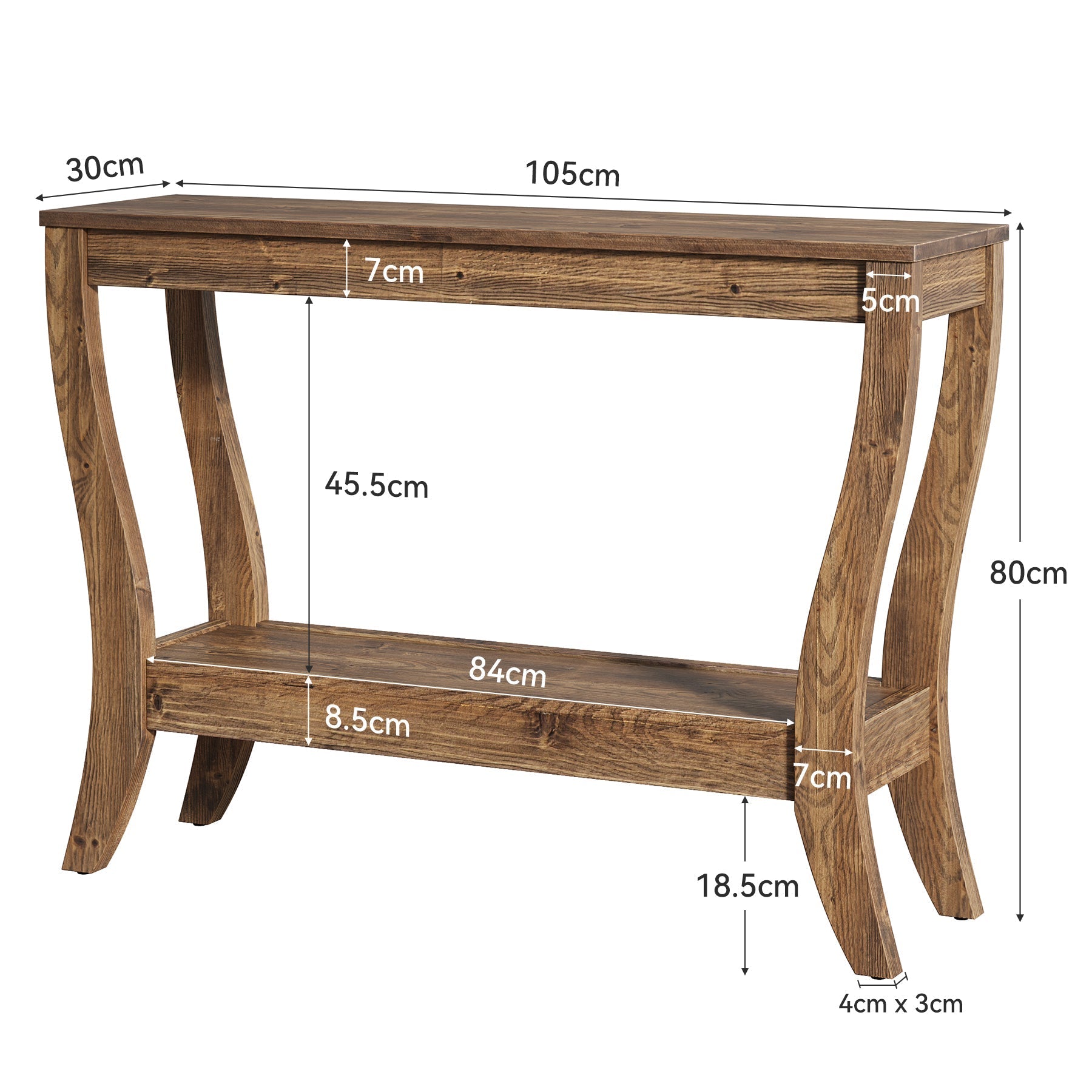 Tribesigns 105 cm houten consoletafel, 2-laags haltafel in landelijke stijl met opbergruimte