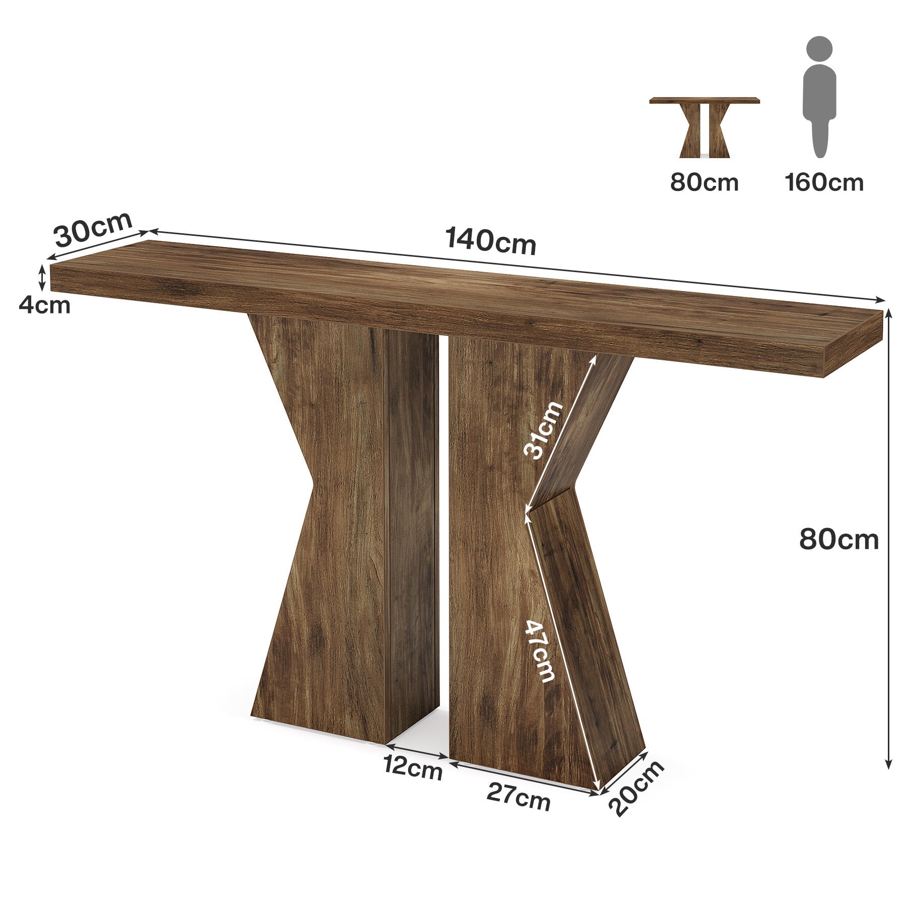 Tribesigns Houten Consoletafel, Bankhaltafel met K-vormig frame