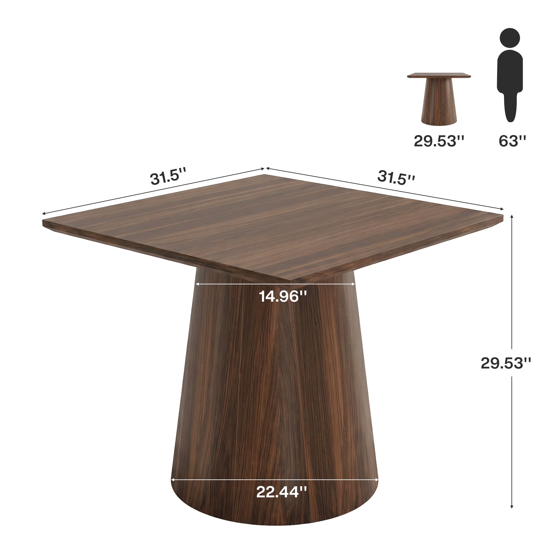 Tribesigns Table de Réunion Carrée de 80 cm avec Plateau Épais, Table de Bureau en Bois pour 4 Personnes