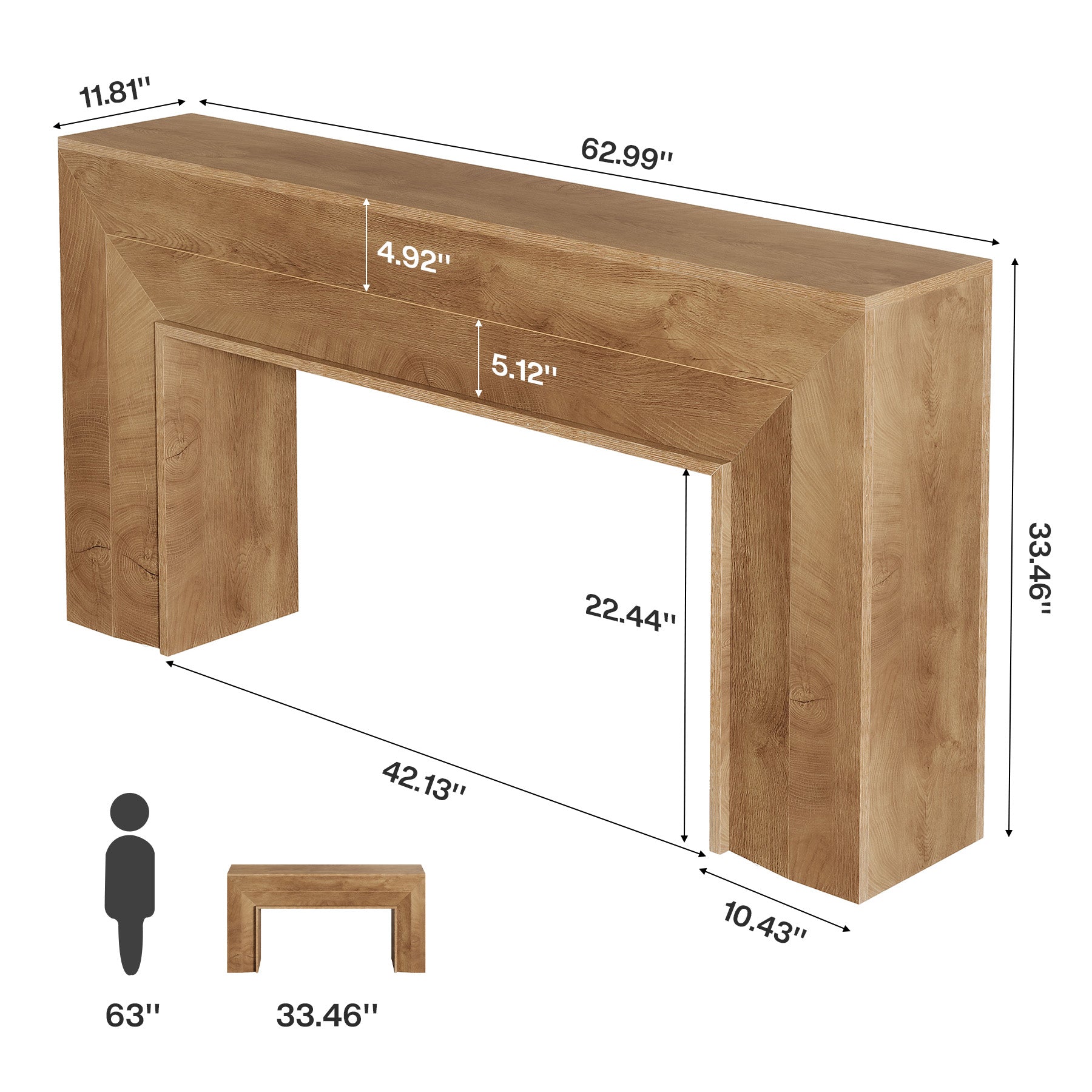 Tribesigns Console Longue de 160 cm au Profil Étroit, Table d’Entrée Rustique pour Salon et Couloir