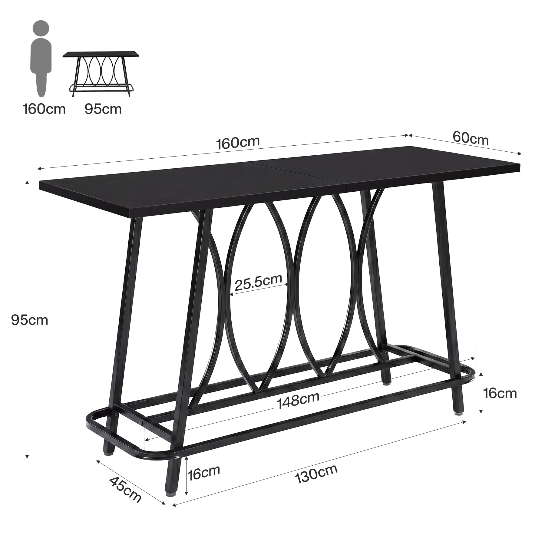 Tribesigns Console Moderne Longue 160 cm, Table Étroite Derrière Canapé avec Structure Métallique