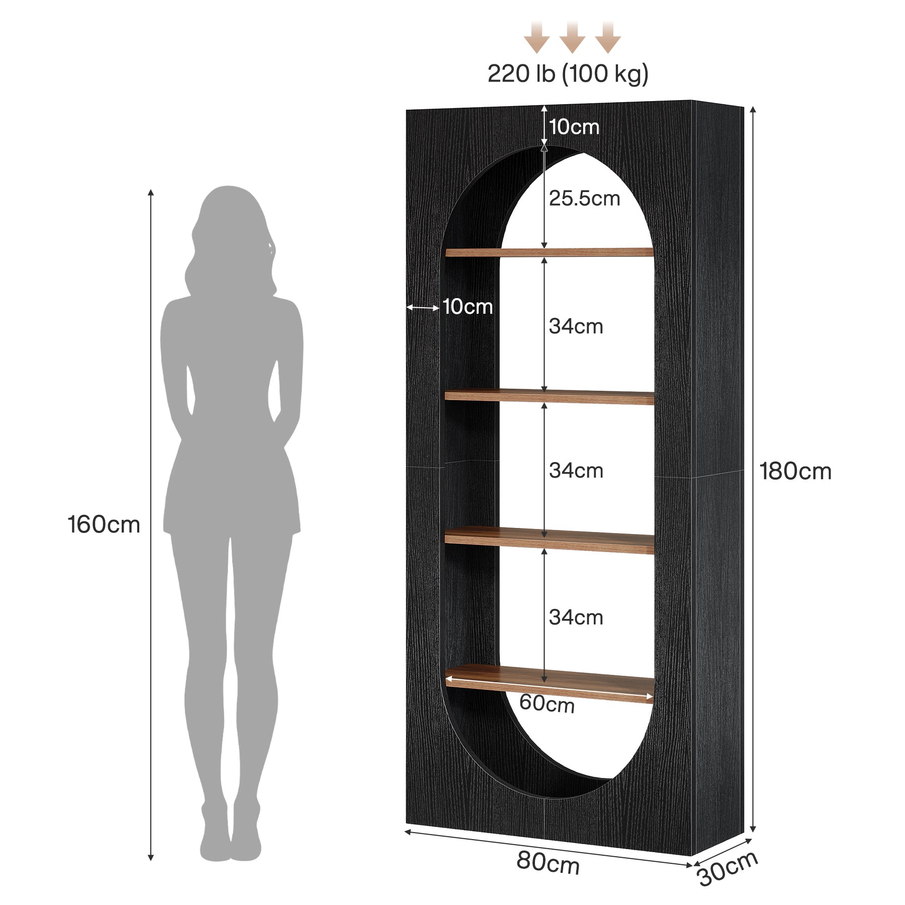 Tribesigns Bibliothèque à 5 Niveaux, Hauteur 180 cm pour Bureau